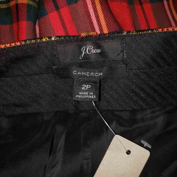 NWT J Crew Red Tartan Plaid Wool Blend Cameron Ankle Pants Size 2P - Picture 4 of 4